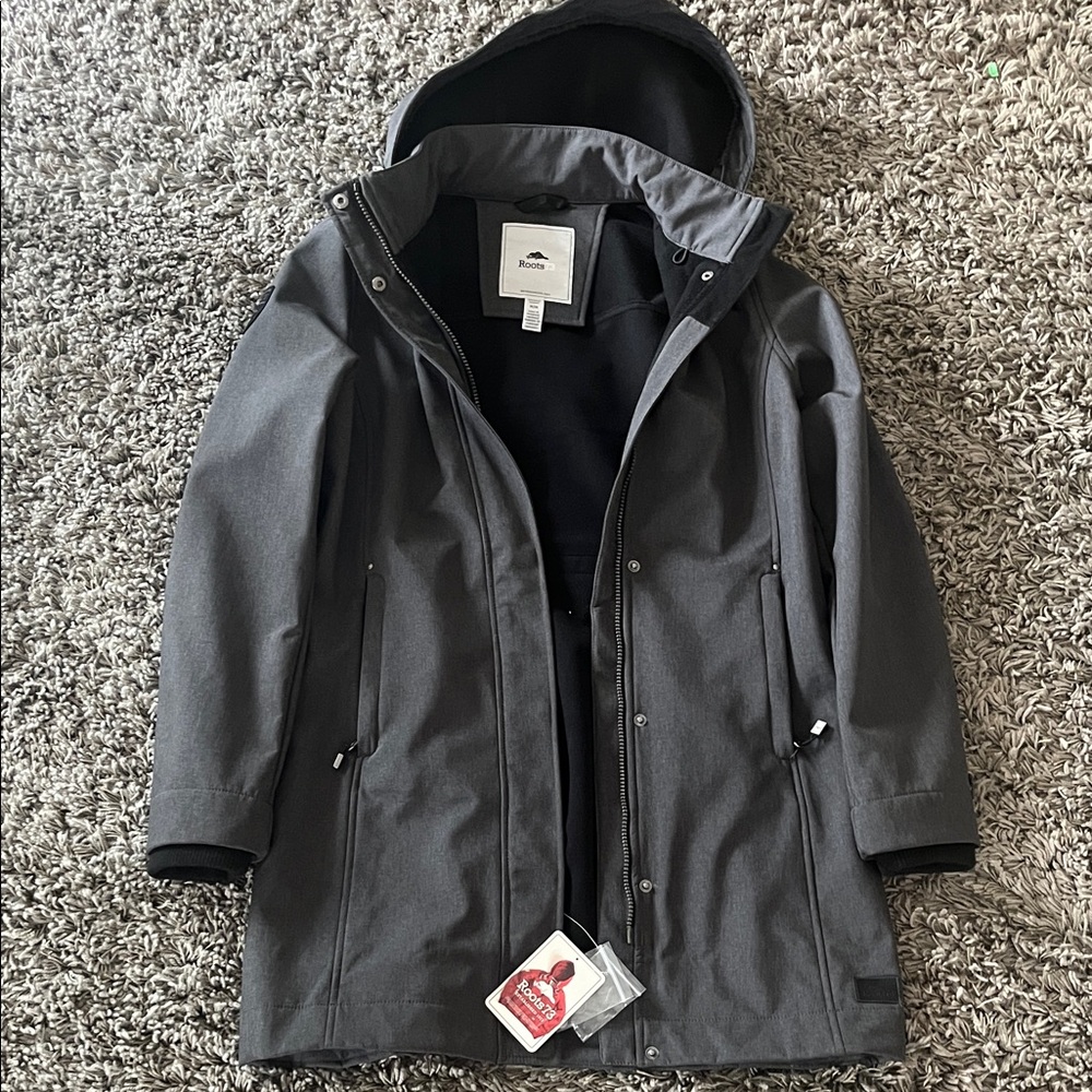 Roots73 Elkpoint Ladies Softshell Charcoal Gray Hooded Jacket